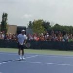 男子テニスの世界選手のひとりであるロジャー・フェデラーの練習風景（2018 ウエスタン & サザン テニスオープン@シンシナティ、オハイオ州）