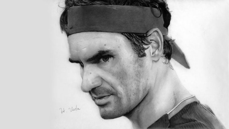 鉛筆画 ロジャー・フェデラーの造形から完成まで [Roger Federer Pencil drawing]