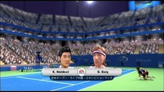 (Wii) EA SPORTS Grand Slam Tennis   錦織 vs  ボルグ     (Nishikori vs  Borg )  (Game-3)