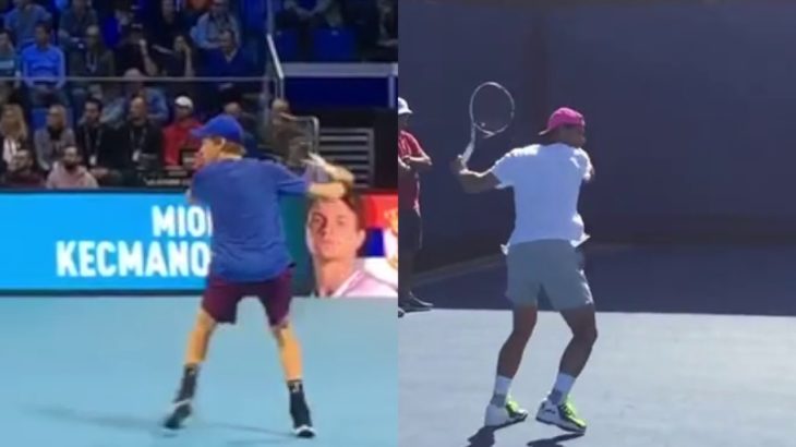 Yannik Ssinner or Rafael Nadal Forehand Comparison　ナダル、シナーのフォアハンド比較