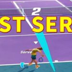 テニスクラッシュサービスエースを狙って速いサーブで勝負する