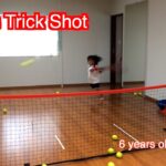 【 キッズテニス ／  kids tennis  】 回り込みフォアー&やばいトリックショット！tennis trick shot   kids 6 years  old 0 month