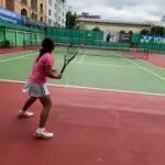 【テニス】11歳女子　ヒッティングコーチとゲーム形式 Tennis  11years Girl  practice match with hitting coach 23/OCT/2021