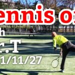 テニスオフ 2021/11/27 シングルス 中級前後 Tennis with Mr.T Men’s Singles Practice Match Tracked by SwingVision