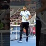 Kyrgios attacking in tennis